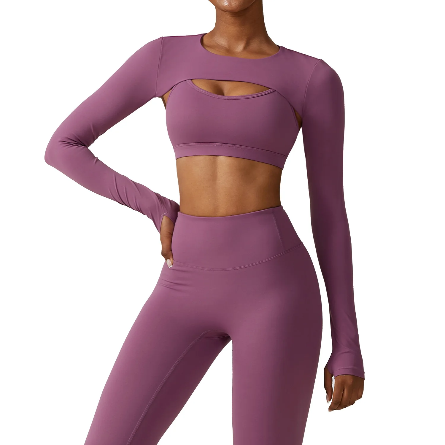 

Maxdutti Outdoor Sports Camisole Long Sleeved Shawl Yoga Suit Nude Fitness Suit Top Running Sports Bra