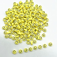 New 100pcs 7x4mm Smiling Face Round Flat Charms Acrylic Beads Loose Spacer Beads for Jewelry Makeing DIY Clothing Accessories