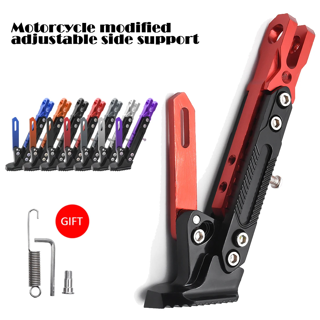 USER-X Verstellbare Motorrad-Fußhalterung aus CNC-Metall, Kick-Seitenhalterung, langlebige, korrosionsbeständige Halterung, Motorradständer