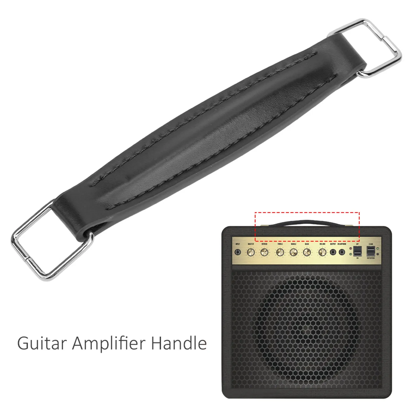 

Guitar Amplifier Handle PU Leather Internal Steel Reinforcement Speaker Accessories Black with 12.6mm Installation Hole