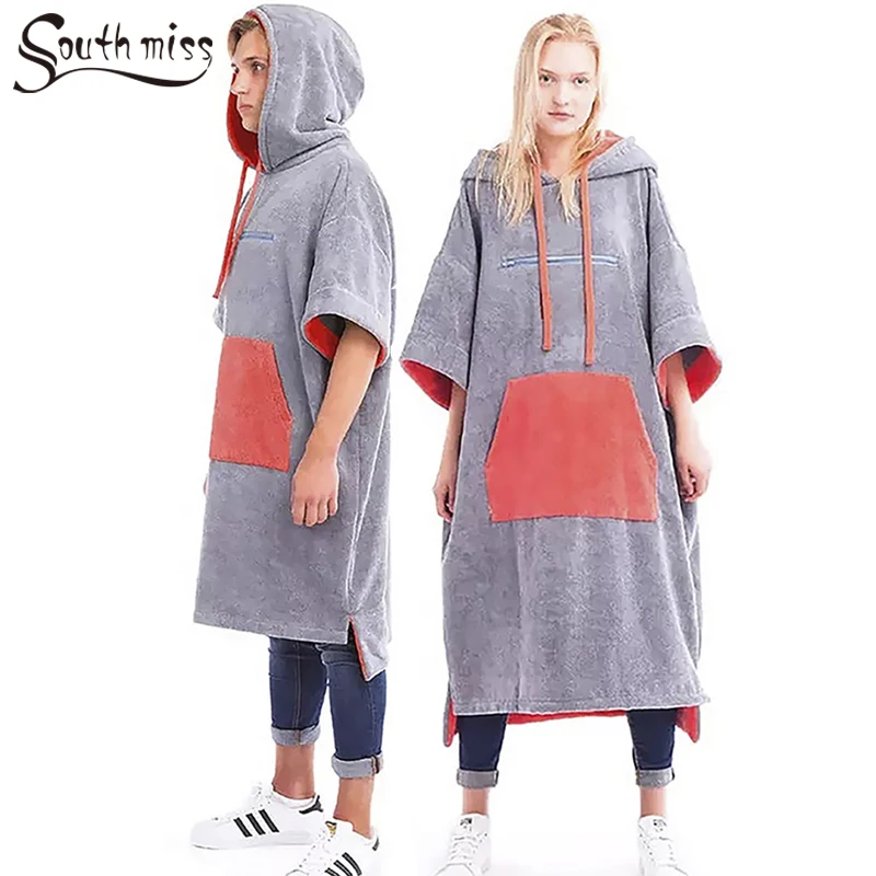 Unisex Surf Poncho Changing Towel Wholesale Factory Quick-Dry Beach Robe Hood Microfiber Beach Blanket Swimming Wetsuit Adults