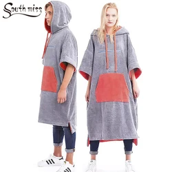 Unisex Surf Poncho Changing Towel Wholesale Factory Quick-Dry Beach Robe Hood Microfiber Beach Blanket Swimming Wetsuit Adults