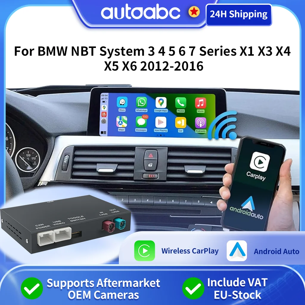 Boîte de connexion sans fil Carplay Android Auto Airplay pour système BMW NBT Série 3 4 5 6 7 X1 X3 X4 X5 X6 2012-2016 Mirrorlink GPS Navigation