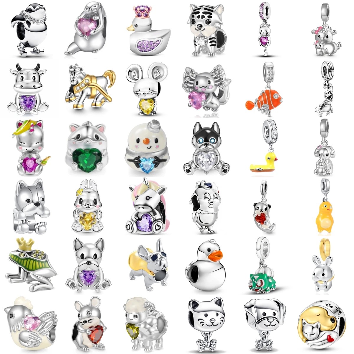 

New 925 Silver Rainbow Horse Duck Sheep Pendants Charms Beads Fit Original Bracelet Accessorie DIY Jewelry For Women Gift