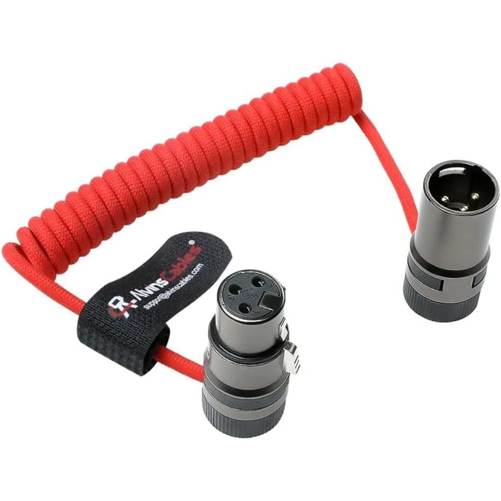 Alvin's Cables Rotatable Low-Profile XLR 3 Pin Male to Female Ultra-Flexible Coiled Cable, Aramid-Reinforced for Sony|Canon