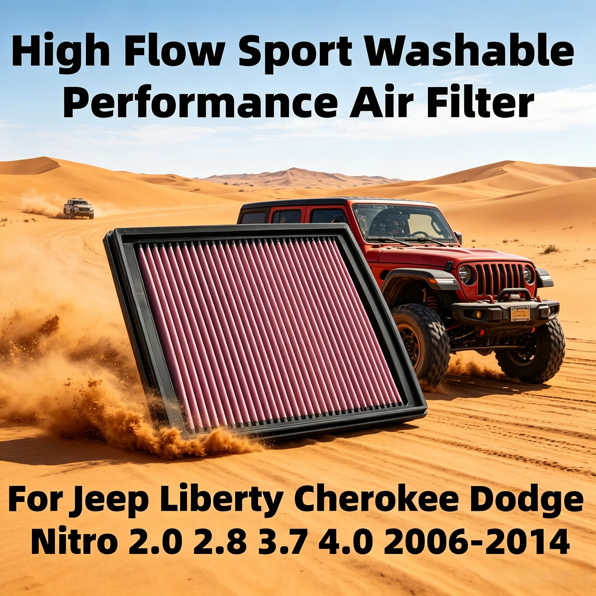 

High Flow Sport Washable Performance Air Filter For Jeep Liberty Cherokee Dodge Nitro 2.0 2.8 3.7 4.0 2006-14 33-2363 5189933AA