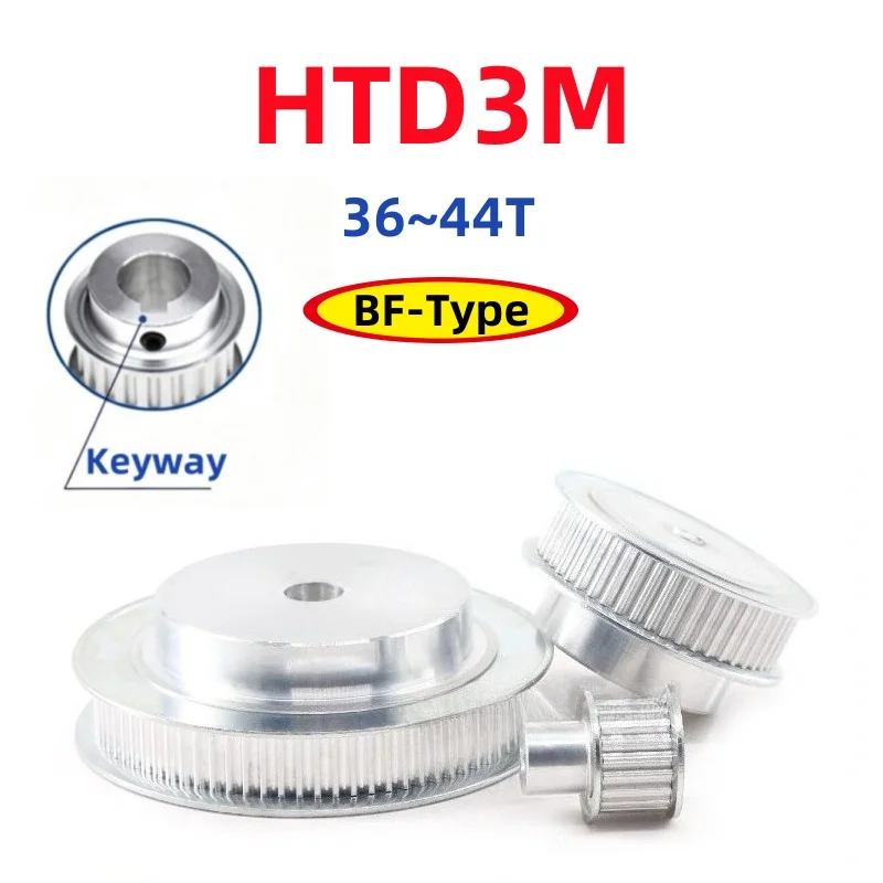 HTD3M BF-Type Timing Pulley 36~44 Teeth Bore 5~20mm With Keyway For Width 10/15mm Belts 3M Aluminum Alloy Timing Belt Pulleys