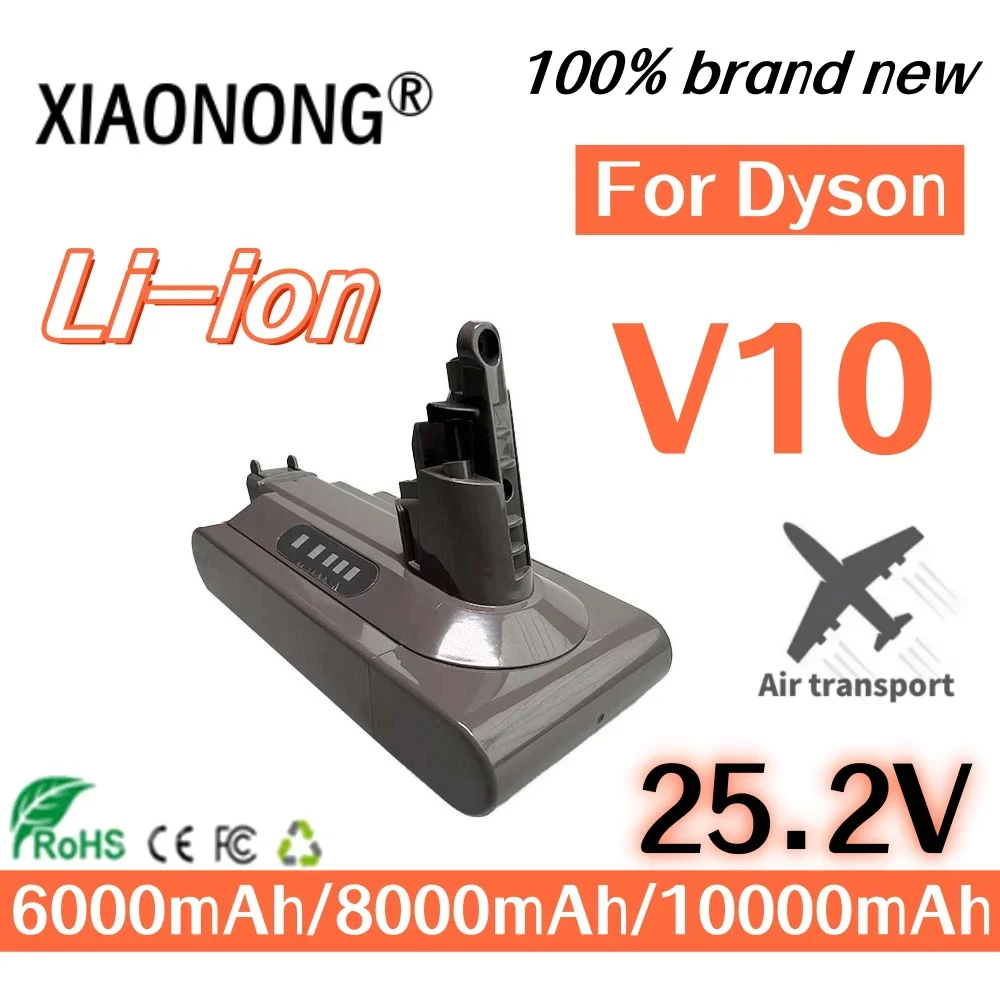 For Dyson V10 25.2V 6.0/8.0/10.0Ah Replacement Battery Lithium Ion Battery Compatible with Cyclone Animal Cordless Vacuum Clea