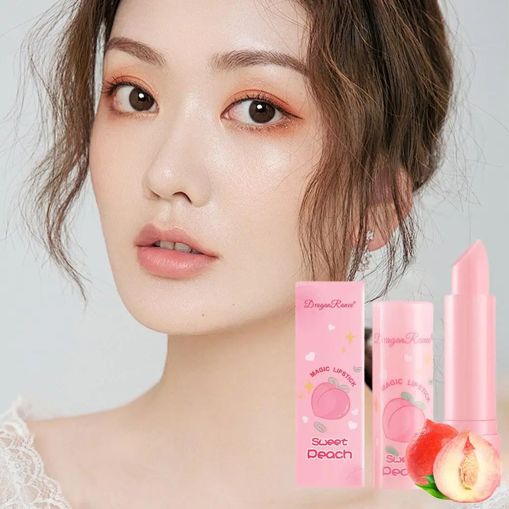 Peach Fruity Scent Color-Changing Lipstick, Moisturizing and Hydrating, Long-Lasting Lip Balm with Smooth and Soft Texture