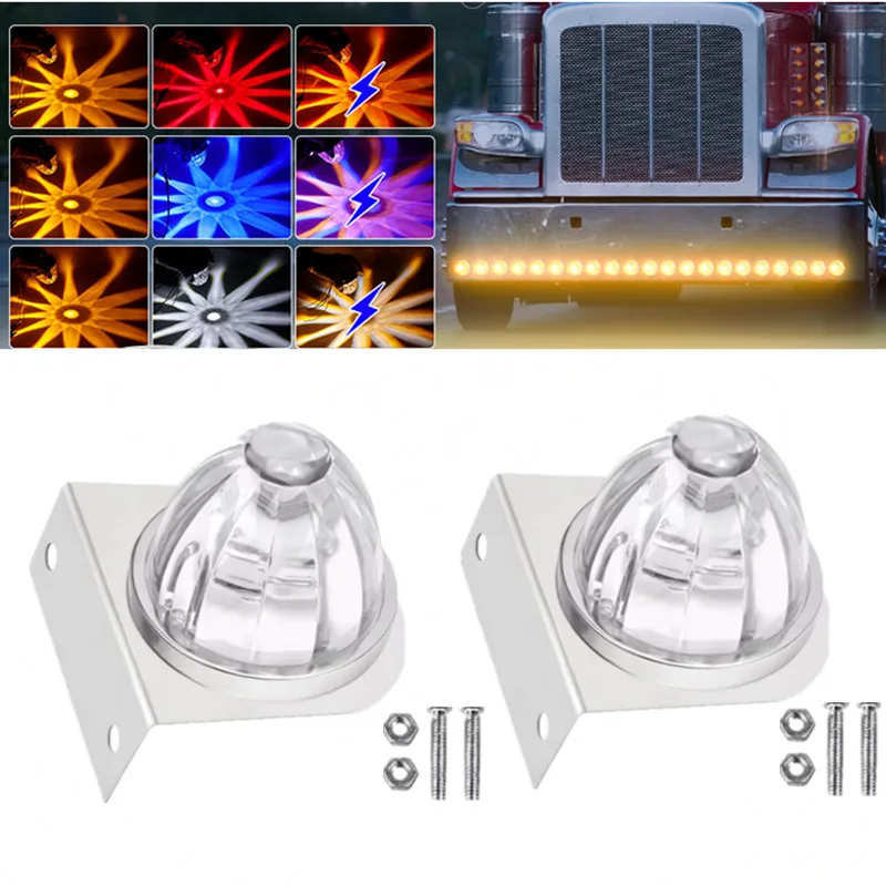 

2 шт. стеклянные светодиодные фонари-маркеры «Арбуз» с кронштейнами 12В/24В для полуприцепов, внешние светодиодные проблесковые габаритные огни