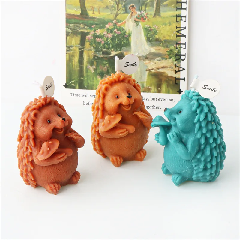 3D Hedgehog Candle Silicone Mold Standing Animal Hedgehog Handmade Scented Candle Gypsum Mould Chocolate Baking Tool Craft Decor