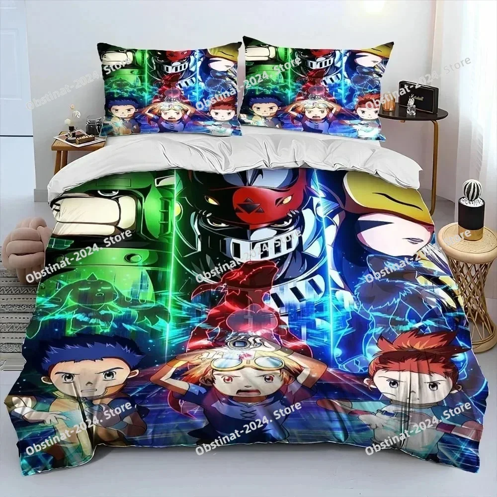 Anime Digimon Adventure Monster Bedding Set Duvet Cover Full Queen King Size Pillowcase Bed Print Aldult Kid Bedroom Single Twin