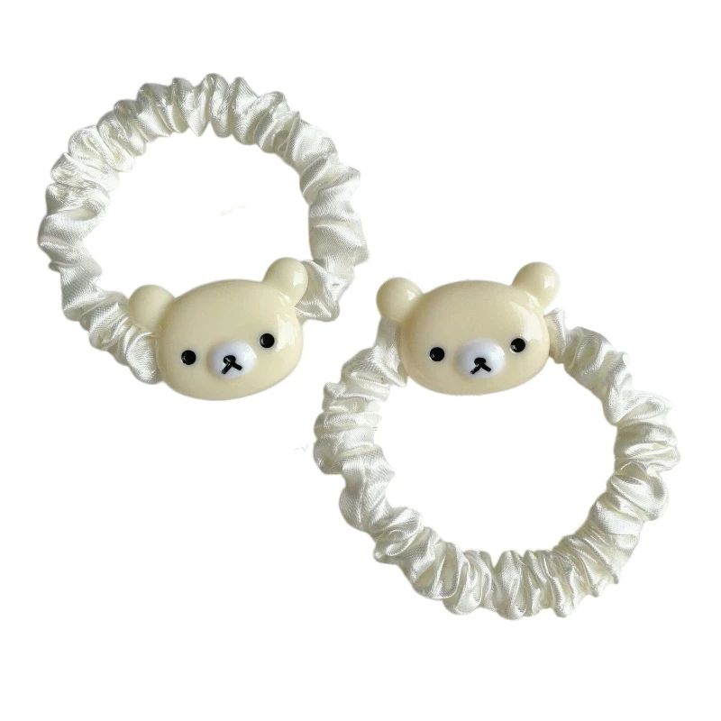 Cute Rilakkuma Cartoon Brown Bear Plaid Mini Hair Bun Hair Tie Simple Fresh Girl Style Ponytail Hair Rope Elastic Hair Accessory view 5