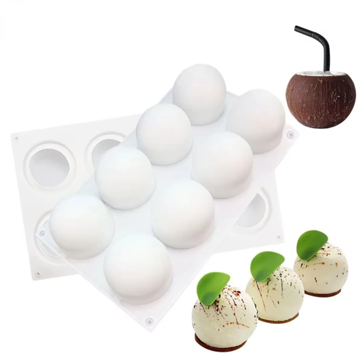 1Pc Round Spherical Mousse Silicone Mold DIY Chocolate Mold for Baking Cake Dessert Pastry Pudding Cupcake Baking Tools 8 Cavity image 5