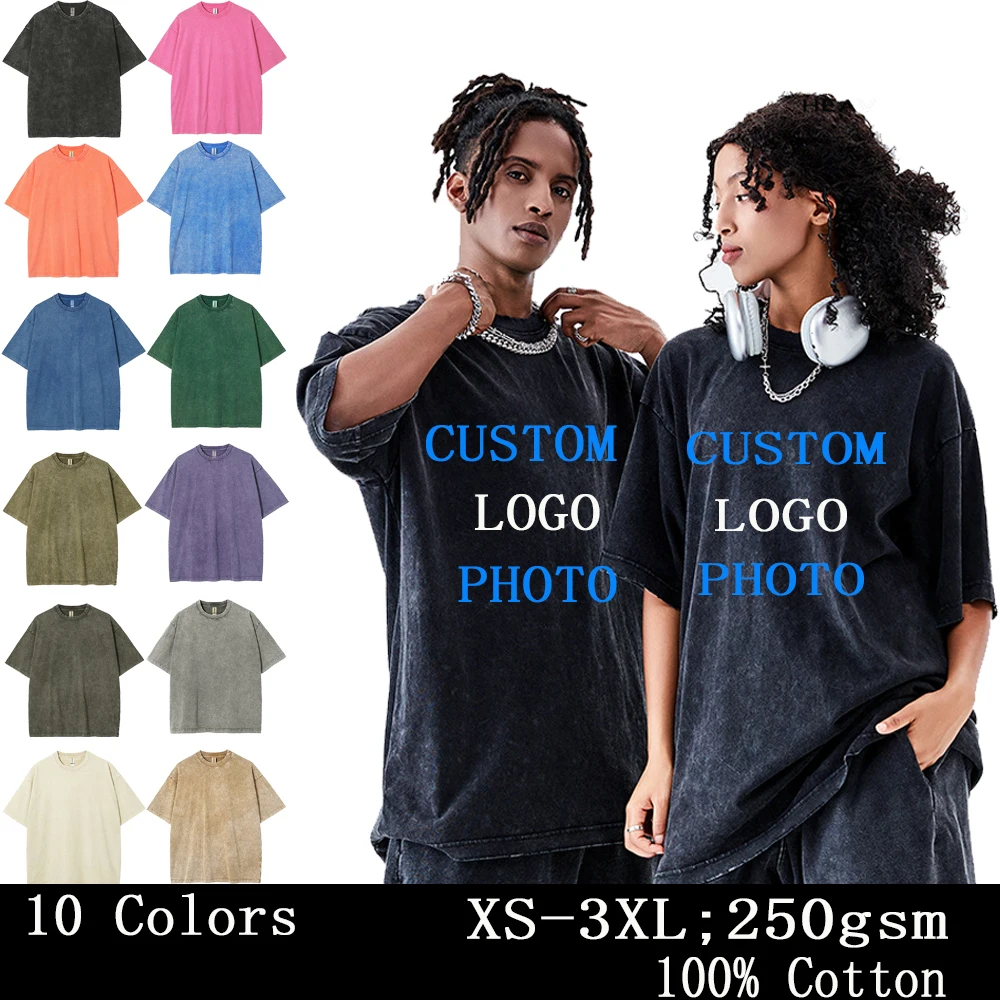 DIY logo Tops & Tees Unisex Crewneck 100% Cotton Men's T-shirt Short Sleeve 250gsm Stir fried snowflake craft Old school