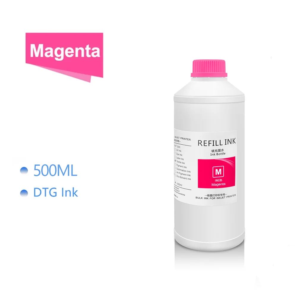 500ml DTG Ink For DX5 DX6 DX7 TX800 I3200 Textile Garment Ink For Epson L1800 1390 R1900 R3000 9600 4800 F2000 F2100 Printer