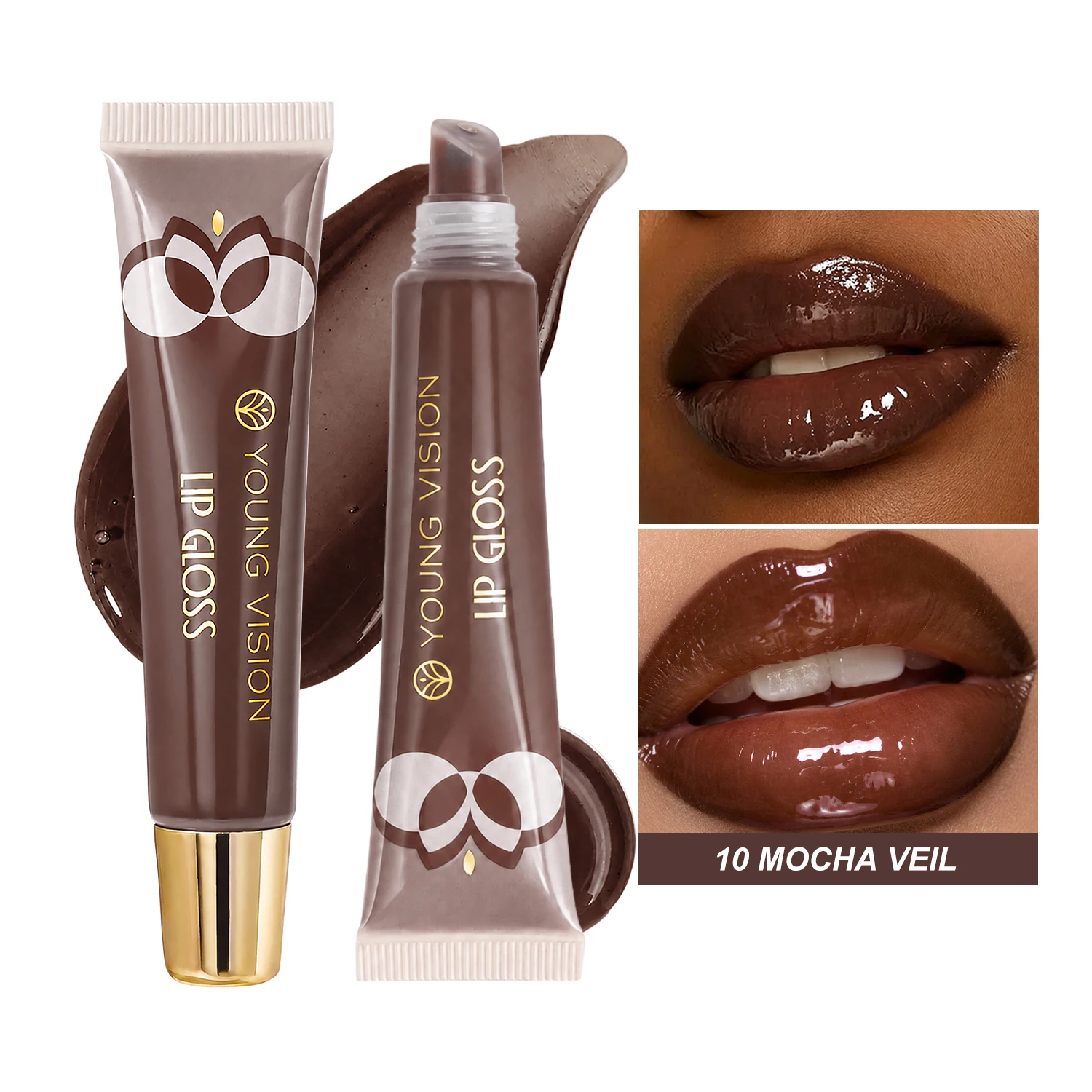6color Long lasting Moisturizing Mirror Lip Oil, Fruit Flavor, Pudding Lip Moisturizing, Water Radiant Lip Honey