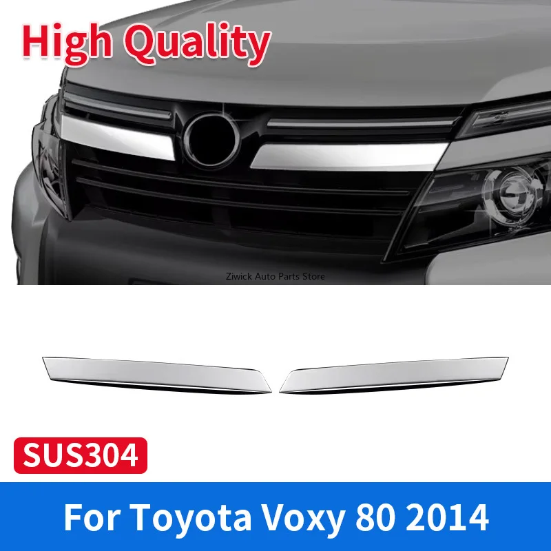 

2 PCS High Quality SUS304 Chrome Car Styling External Accessories Grill Front Bumper Bright Strip Grille Trim for Voxy 80 2014