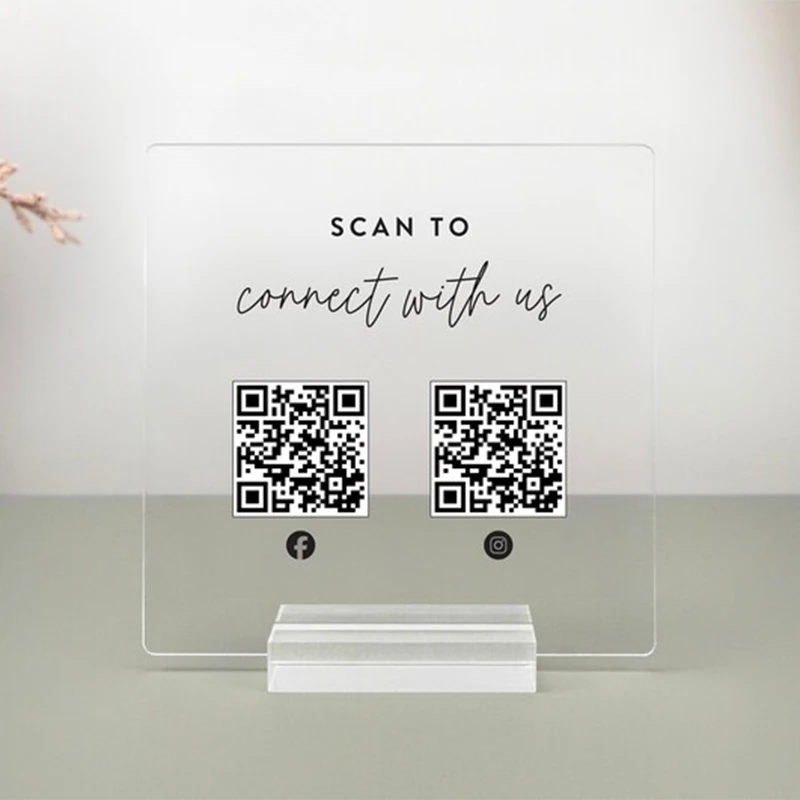 علامة رمز الاستجابة السريعة من الأكريليك للأعمال، مسح مخصص لدفع علامة Venmo/PayPal/Cash App، ديكور سطح الطاولة للأعمال، وسائل التواصل الاجتماعي #4
