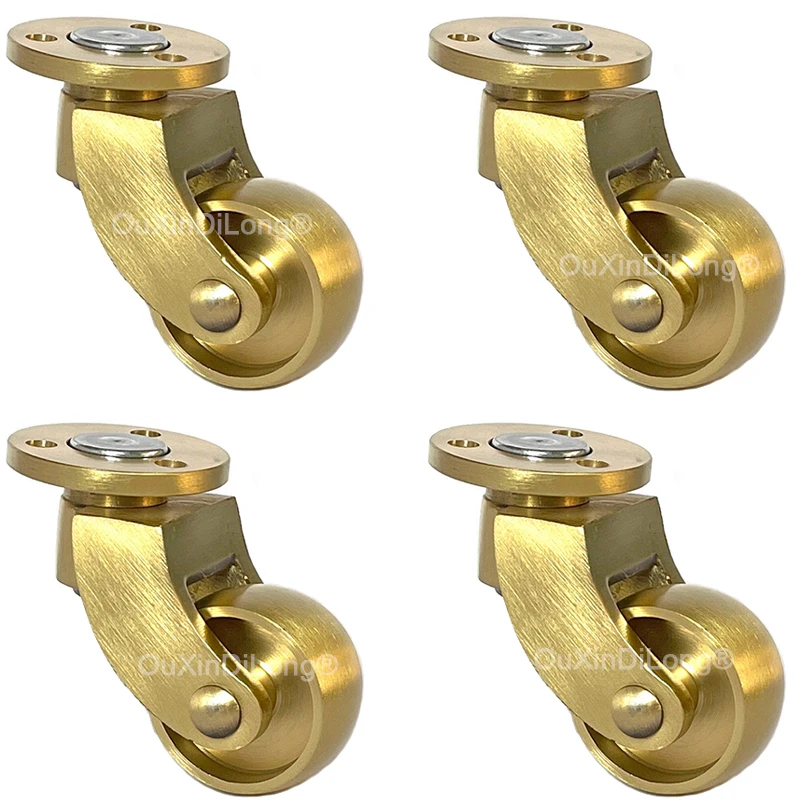 

BRAND NEW 4PCS 1Inch Brass/Brass+Rubber Silent Casters Table Chair Sofa Bar Universal Furniture Rollers 360° Swivel Castors