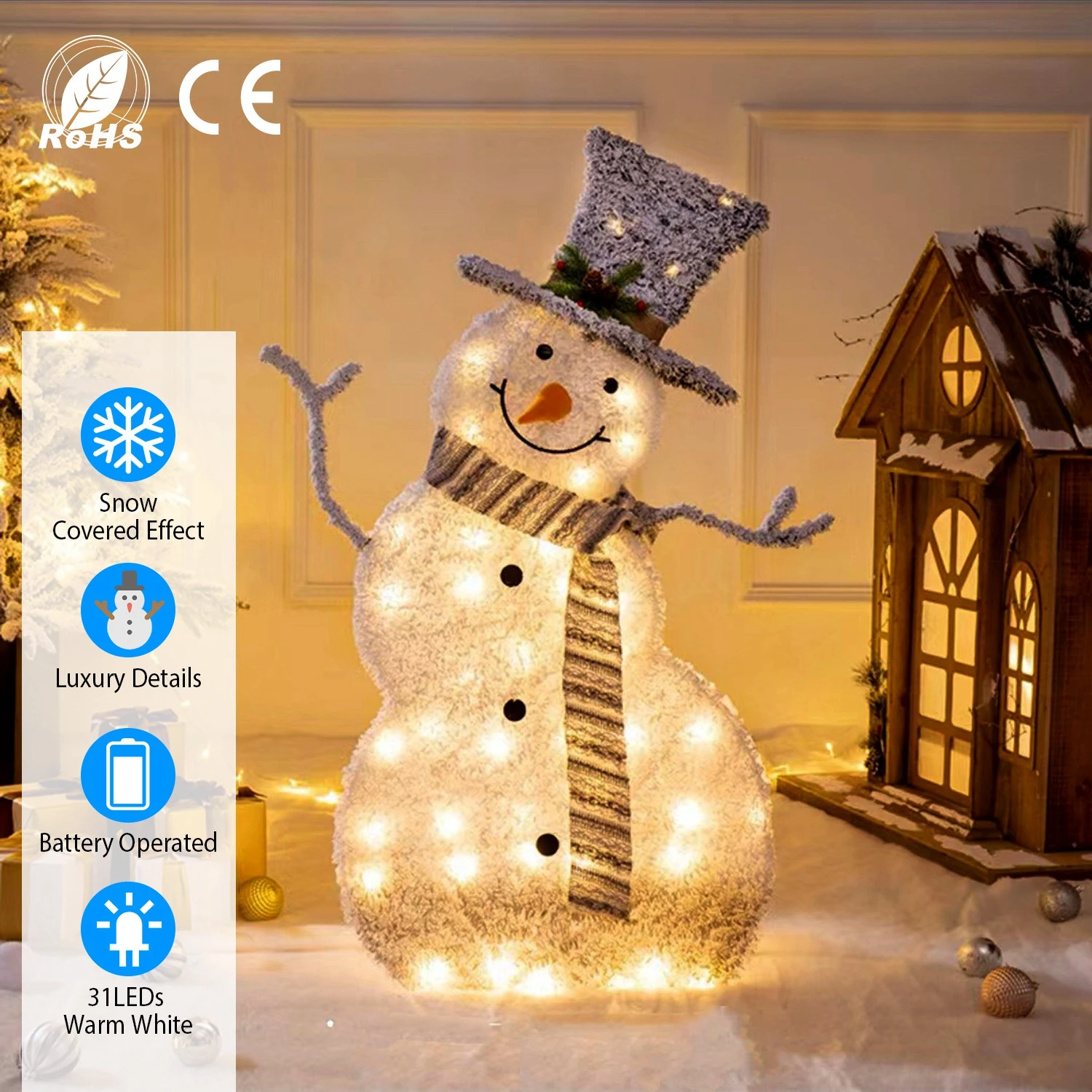 LED Christmas Snowman Decoration lighted up snowman Collapsible Battery Operated Lighted Snowman Indoor Outdoor Garden Light