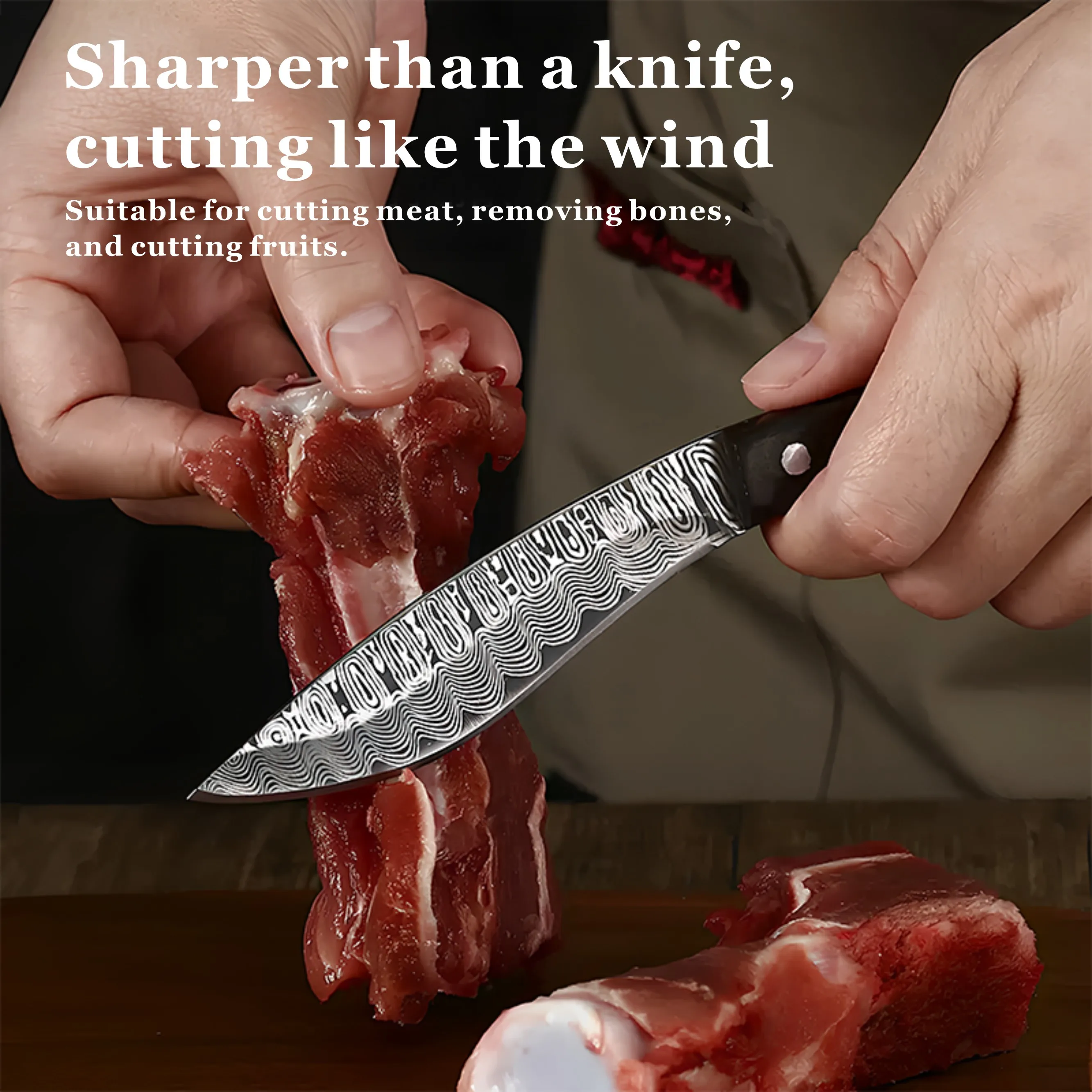 سكين مطبخ محمول احترافي لقطع اللحوم من الفولاذ المقاوم للصدأ مع مقبض مريح للشواء والطهي الخارجي مع غمد