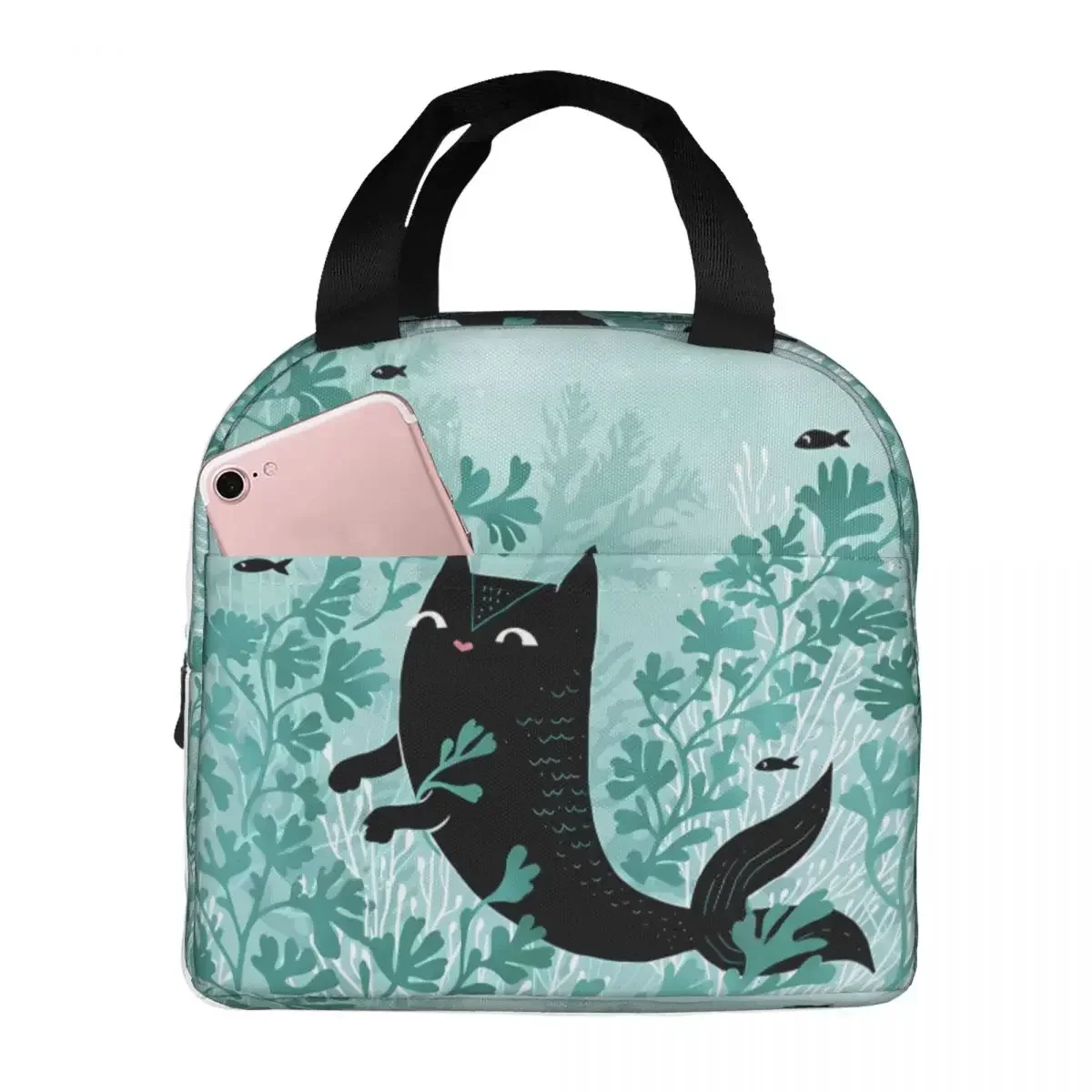 Undersea Cat Fish Portable Lunch Bag Ice Cooler Pack Insulation Picnic Food Storage Bags