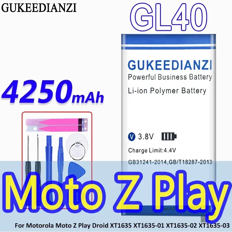 High Capacity GUKEEDIANZI Battery GL40 4250mAh For Motorola Moto Z Play Droid XT1635 XT1635-01 XT1635-02 XT1635-03 SNN5974A