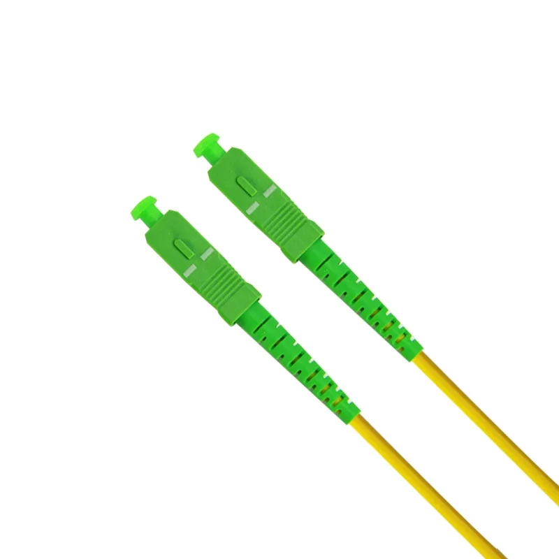 Cabo de fibra óptica sc apc, 50 peças, modo único g652d simplex 3.0mm cabo de ligação de fibra óptica amarelo lszh jaqueta 1/2/3m