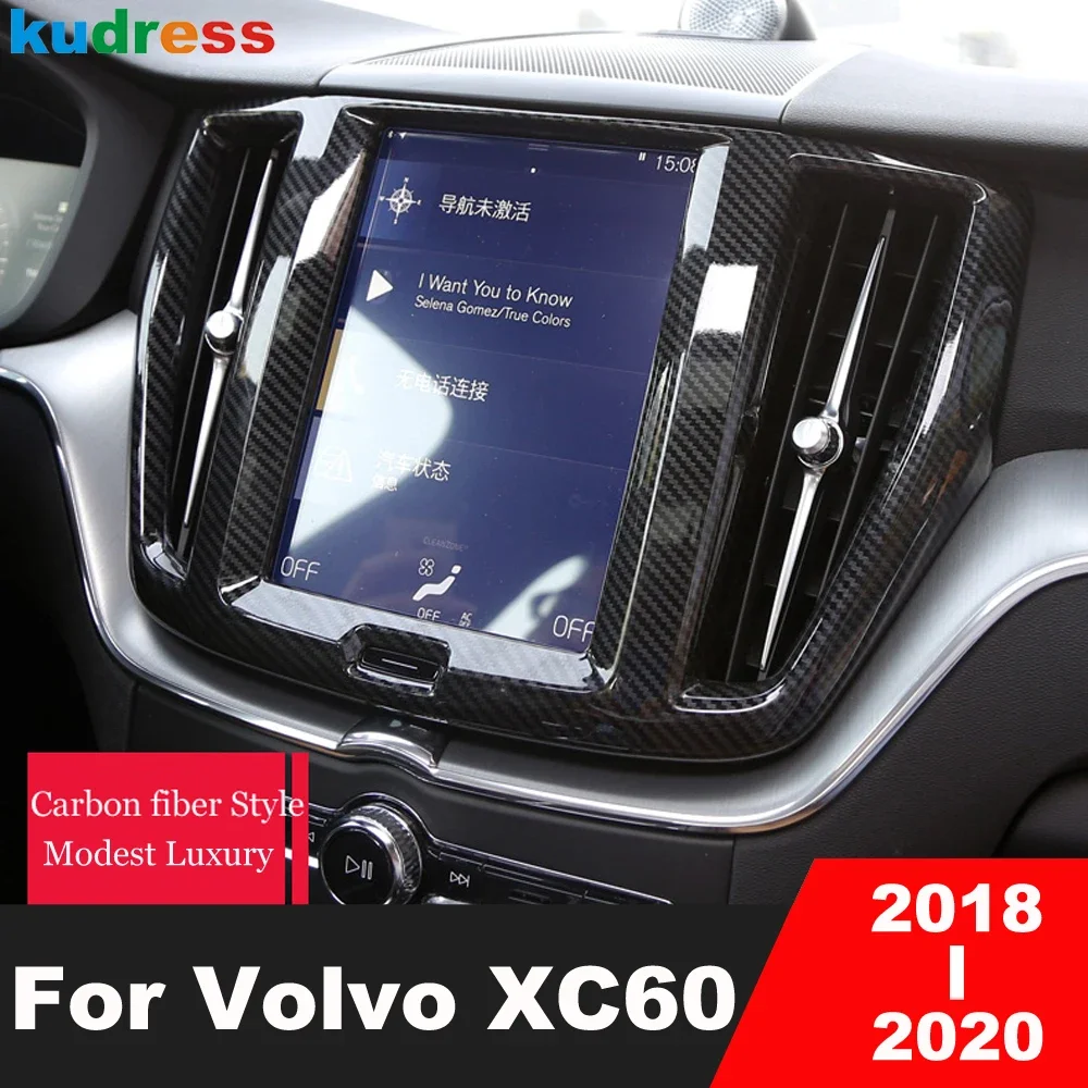 

Интерьерные аксессуары для Volvo XC60 XC 60 2018 2019 2020 Carbon Firber, центральная консоль, навигационная фоторамка, отделка