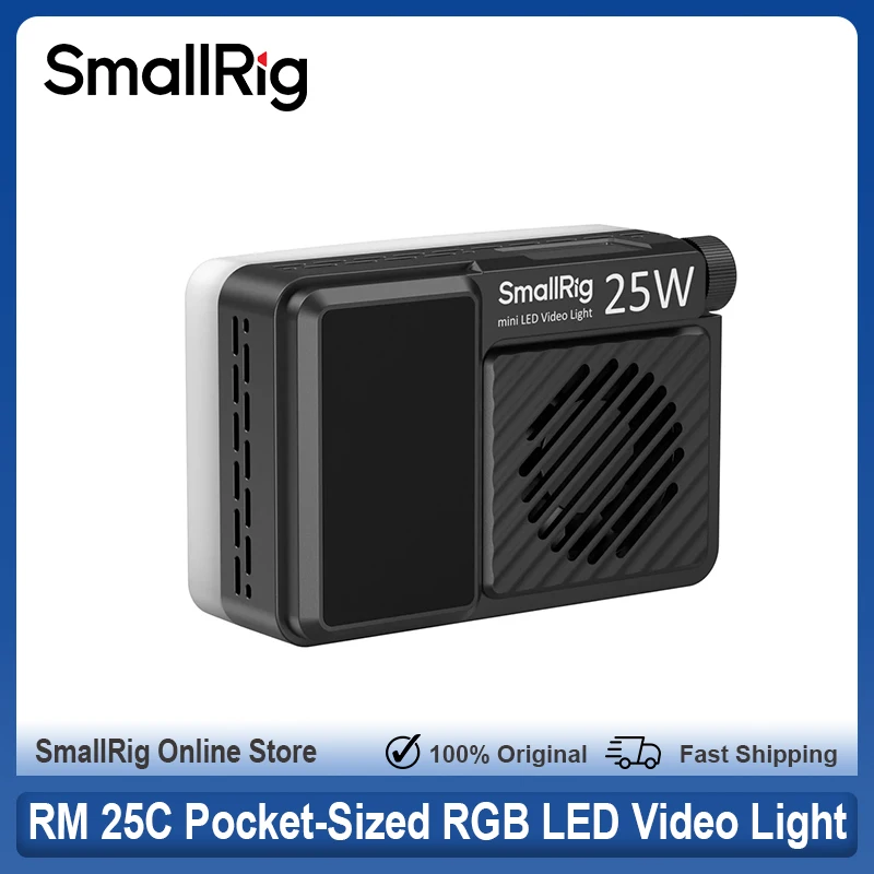 SmallRig RM 25C Luz de vídeo LED RGB de bolsillo Batería de 3100 mAh Pantalla LCD HD 2500 K-10000 K Iluminación de cámara portátil de 25 W