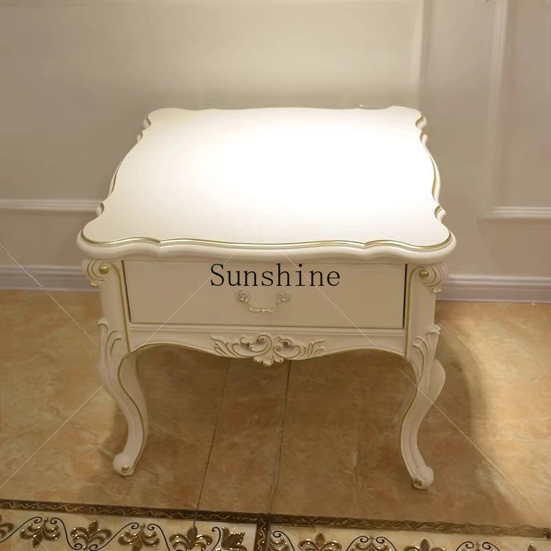 

American solid wood living room small coffee table retro white small tea table