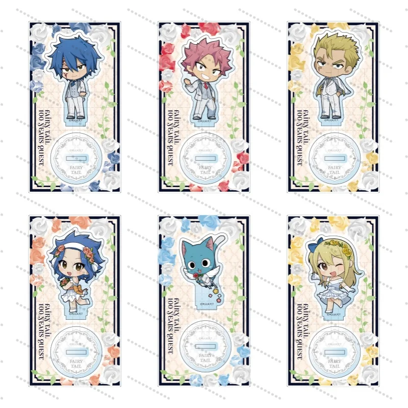 

10cm Anime Fairy Tail Acrylic Stand White suit style Desktop Ornament cute Cosplay Toy Gift for friend