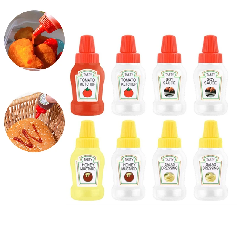 25ml Mini Condiment Bottle Squeeze Bottle Sauce Camping Squeeze Bottles for BBQ Ketchup Oil Soy Sauce Kitchen Essentials TWZH02