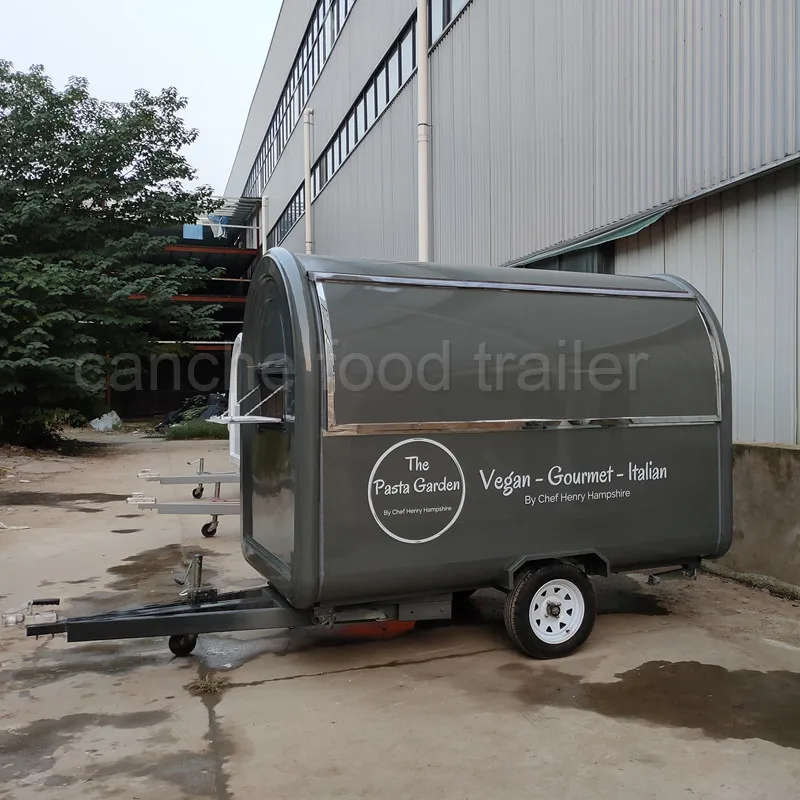 Stainless Steel Mobile Food Truck Customized Pizza BBQ Waffle Trailers with Kitchen Equipment