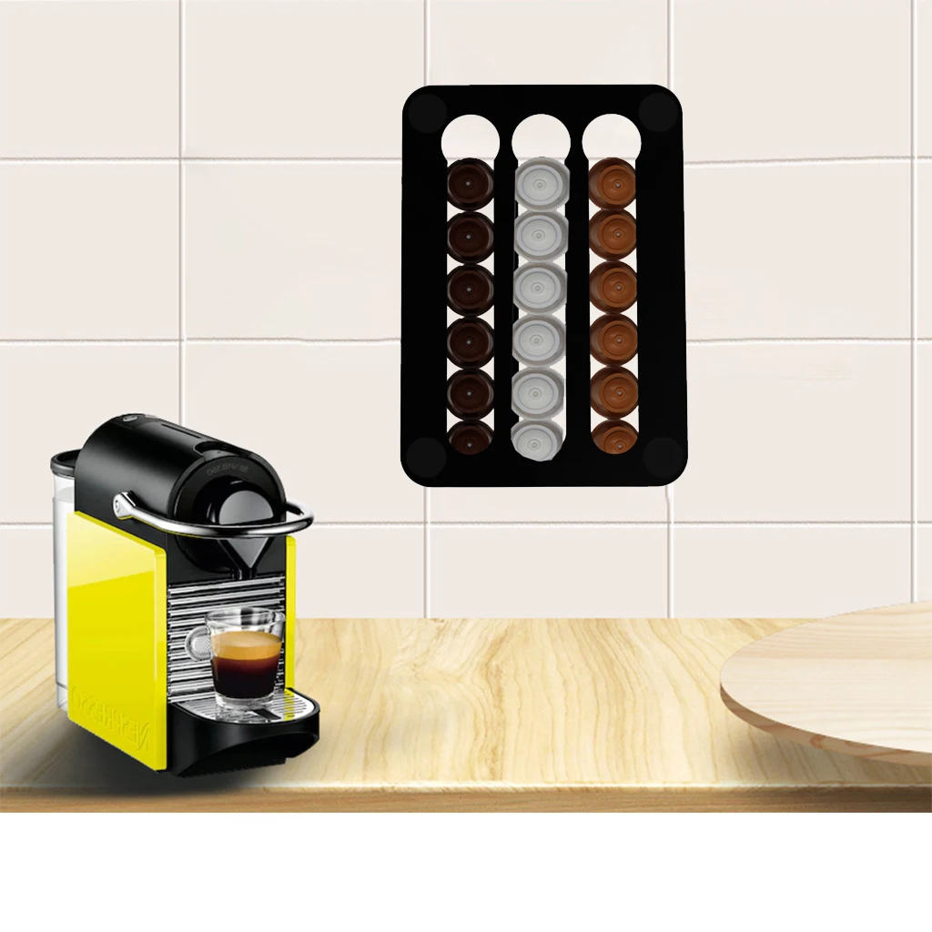 Capsule Holder for Nespresso Pods, Vertically or Horizontally Mounted on Walls or Under Cabinets, Storage Holds 18 Pcs