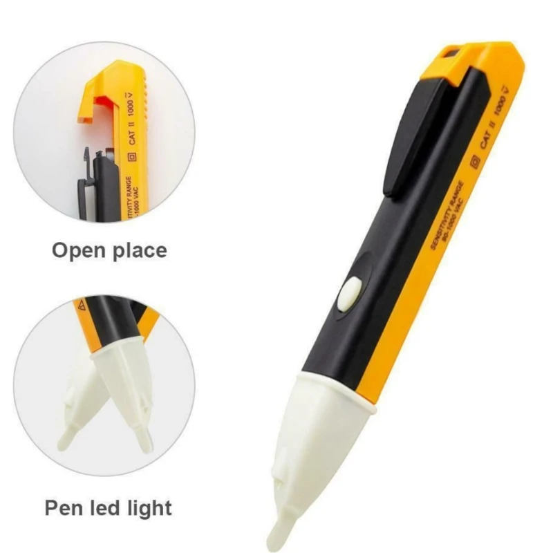 NonContact Electric Voltages Tester Pen LED Visual Alarm Sound Alert 90V-1000V Range Diagnostic Tool