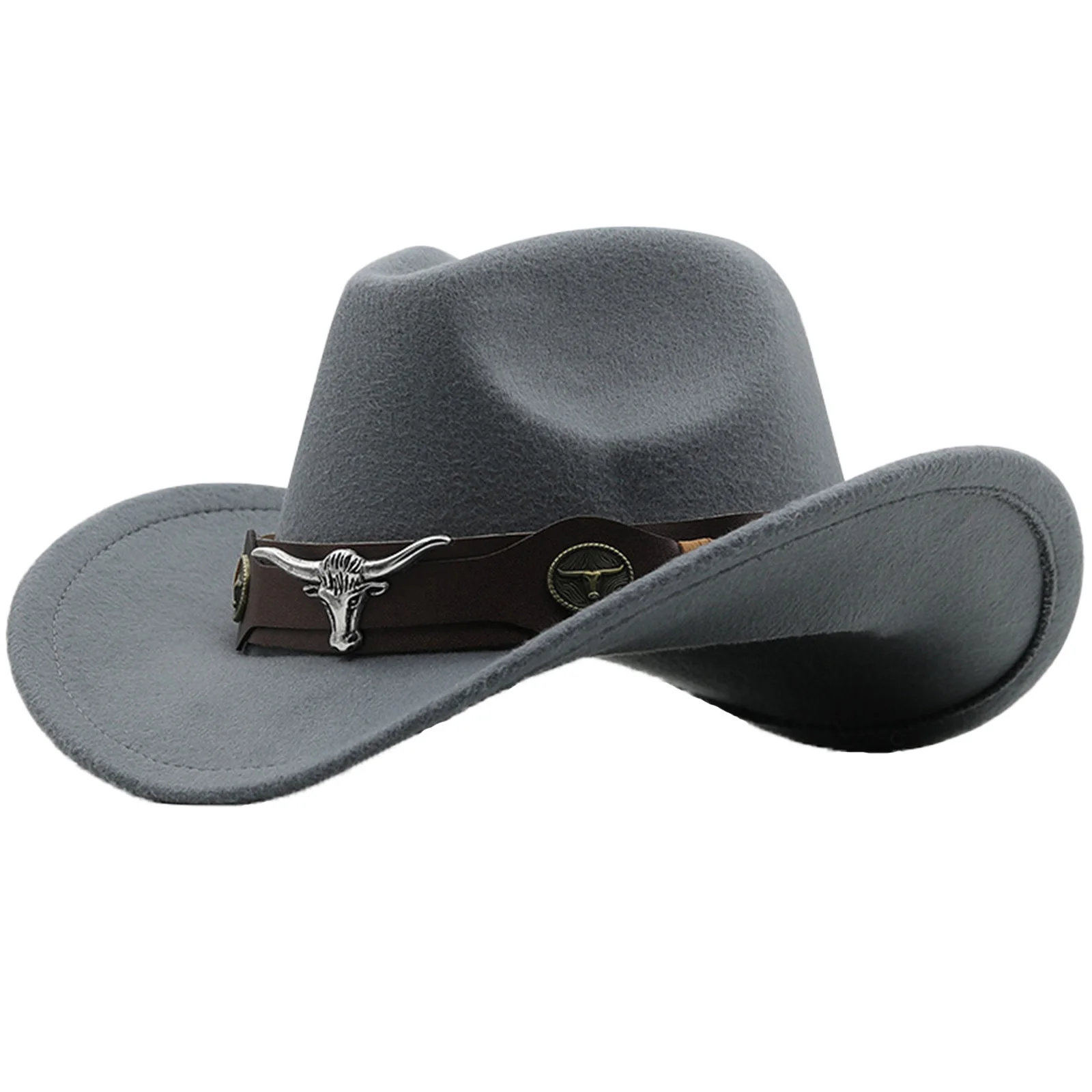 

Western Cowboy Hats Ethnic Felt Panama Cap Casual Hats with Dcorative Belt n Women and Teens