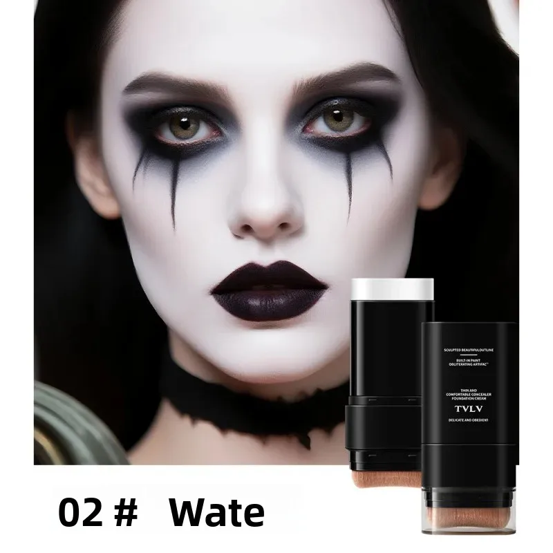 TVLV Bastão de base corretivo de duas cores Natal Halloween maquiagem preto e branco base de duas cabeças Bom corretivo