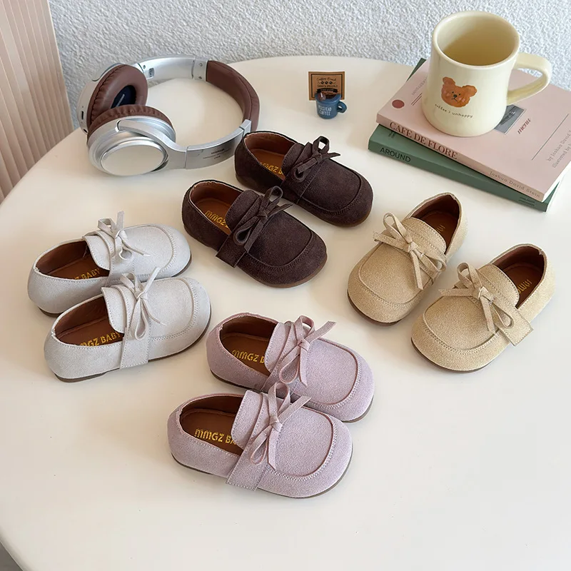 

Fashion Children PU Leather Shoes Spring Autumn New Girls Bow Princess Shoes Shallow Mouth Kids Children Loafer
