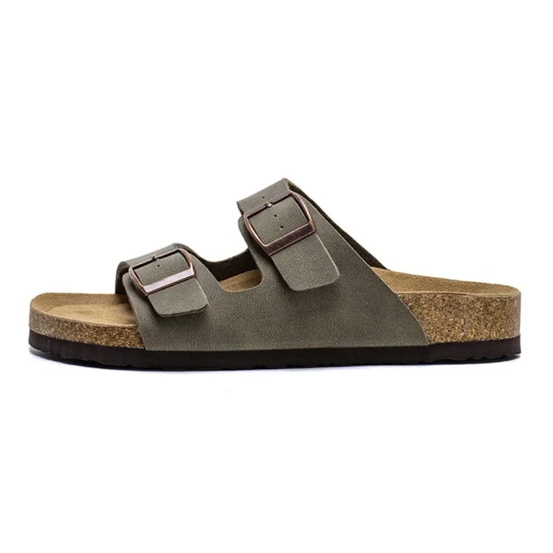 Cork Footbed Clogs Slippers for Men Outdoor Fashion Platform Sandals with Arch Support Home Shoe Leather Falts Mules Flat Sandal