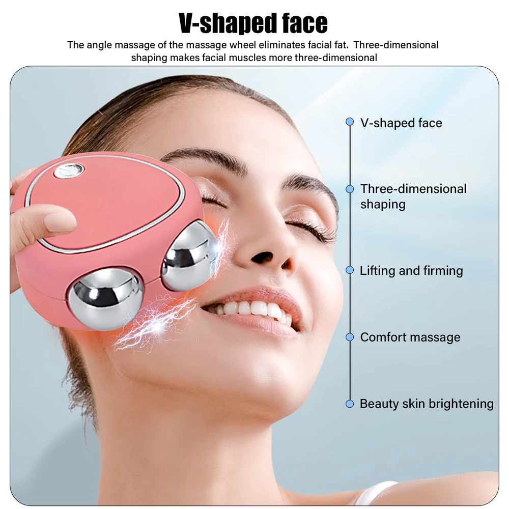 Microcurrent Face Lift Machine EMS Face Roller Massager Double Chin Remover Jaw Line VShape Skin Tightening Face Slimming Device