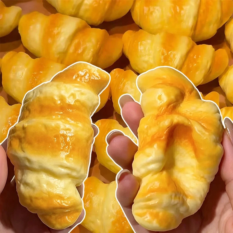 Squishy Croissant Knijpspeeltje Langzaam Stijgend Kleverig Stressverlichtend Speelgoed Superzacht Voedsel Creatieve Simulatie Brood Anti-angst Cadeaus