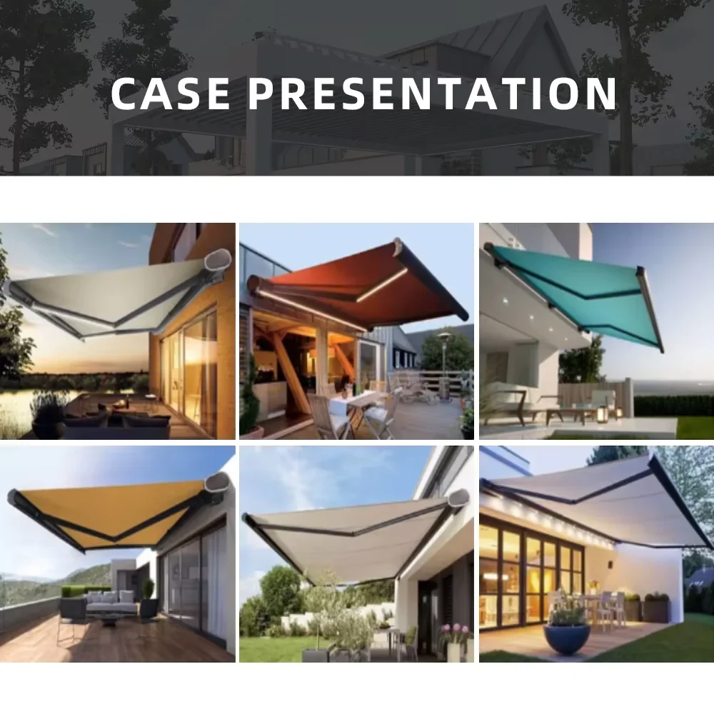 Modern Retractable Aluminum Patio Awning, Custom Style Waterproof UV Resistant Outdoor Sun Shade for Backyard Garden Deck