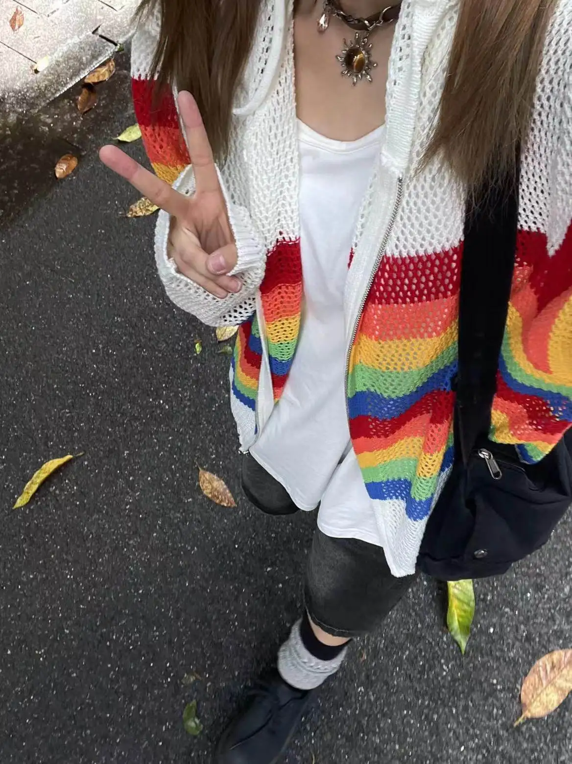 

Цвет радуги, вязаная шапка с вырезами, летняя мужская и женская шляпа Dopane Sle, солнцезащитное пальто из ледяного шелка, свободная посадка, повседневная мода