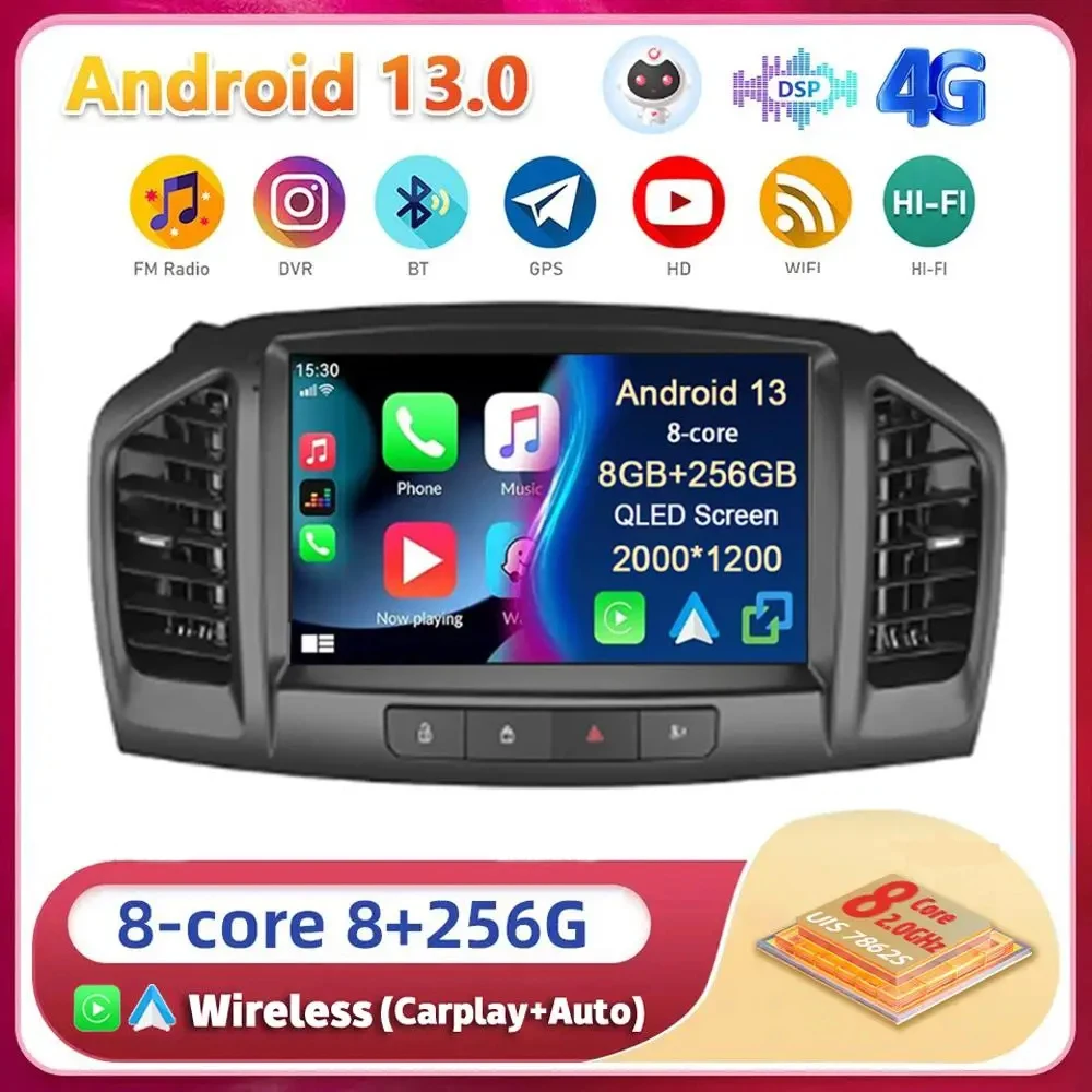 

Android 13 Carplay Auto For Buick Regal 2009-2013 Opel Insignia 2008-2012 Multimedia Car Radio Player WIFi+4G No 2din DVD Stereo