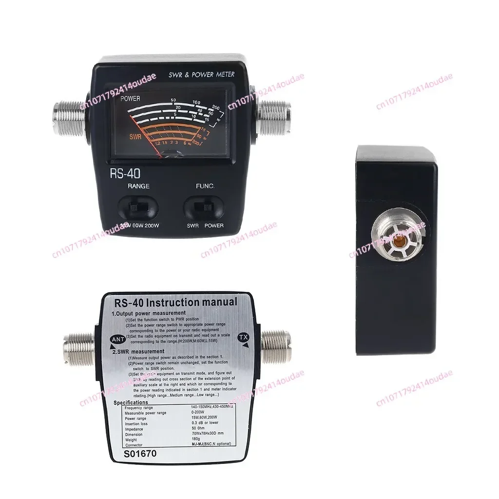 NISSEI RS40 Power SWR Meter RS-Measurable Up to 200W Power Range  Connector 144/430mHz Walkie Talkie Accessories