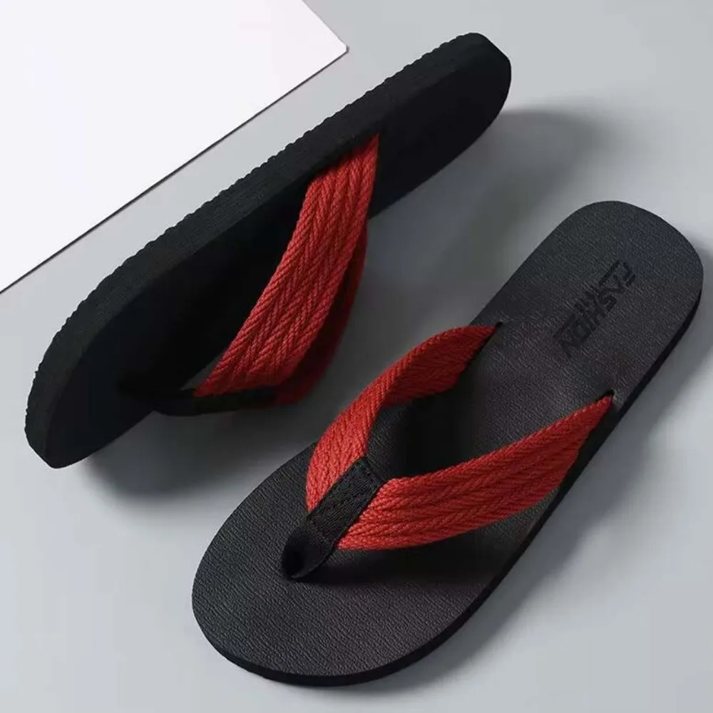 1 Pair Creative Soft High Elasticity Flip Flops TPR Anti-slip Flat Bottom Slippers Thickened Resilience Beach Flip Flops Pool
