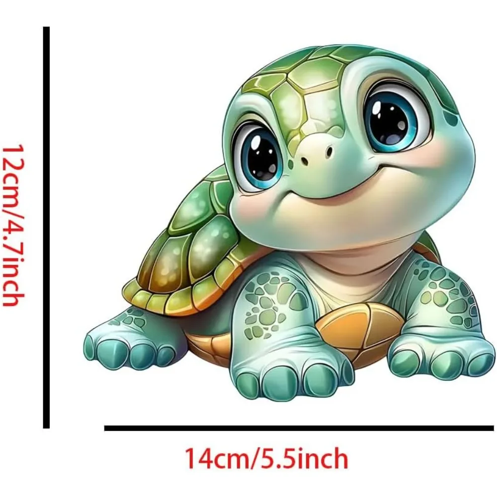 2D Flat  Cute Cartoon Turtle Vinyl Sticker, Waterproof Removable Decal for Car Window Laptop Water Bottle Decor, Holiday Gift