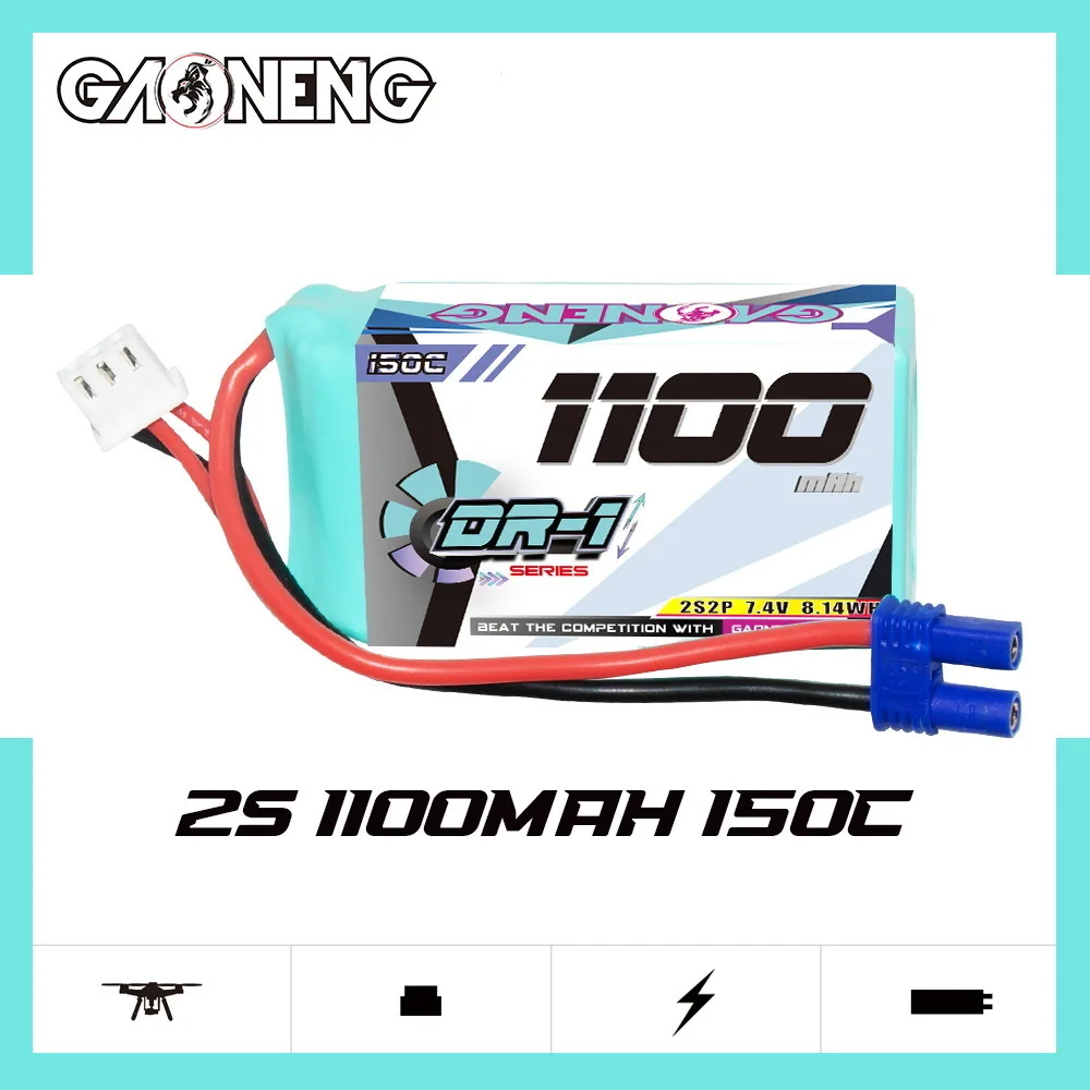 GNB 2s 7.4v 1100mAh 150c Lipo Battery For 1:24 RC Racing Cars Four Drive Off-Road Spare Parts 2s Racing Cars Battery